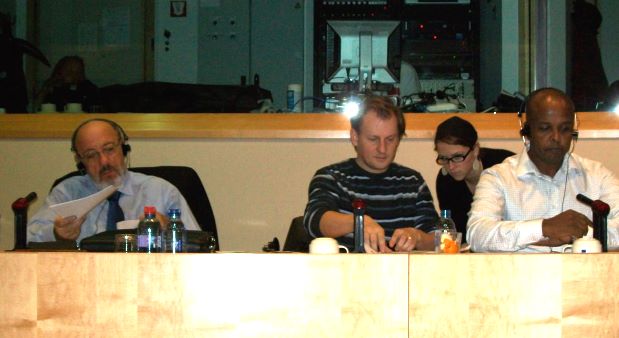 From left to right: Mr. Michel, Mr. Schlyter, unidentified person, and Esayas Isaak at the hearing